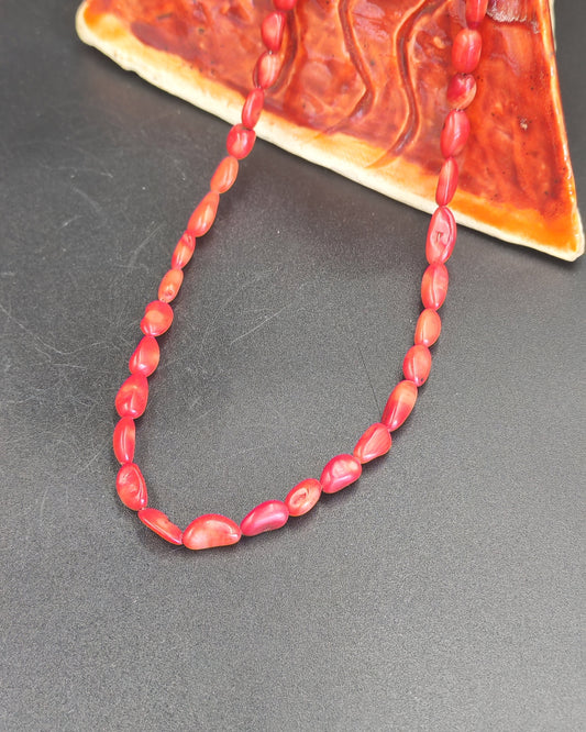 Red Coral Tumble Bead Necklace