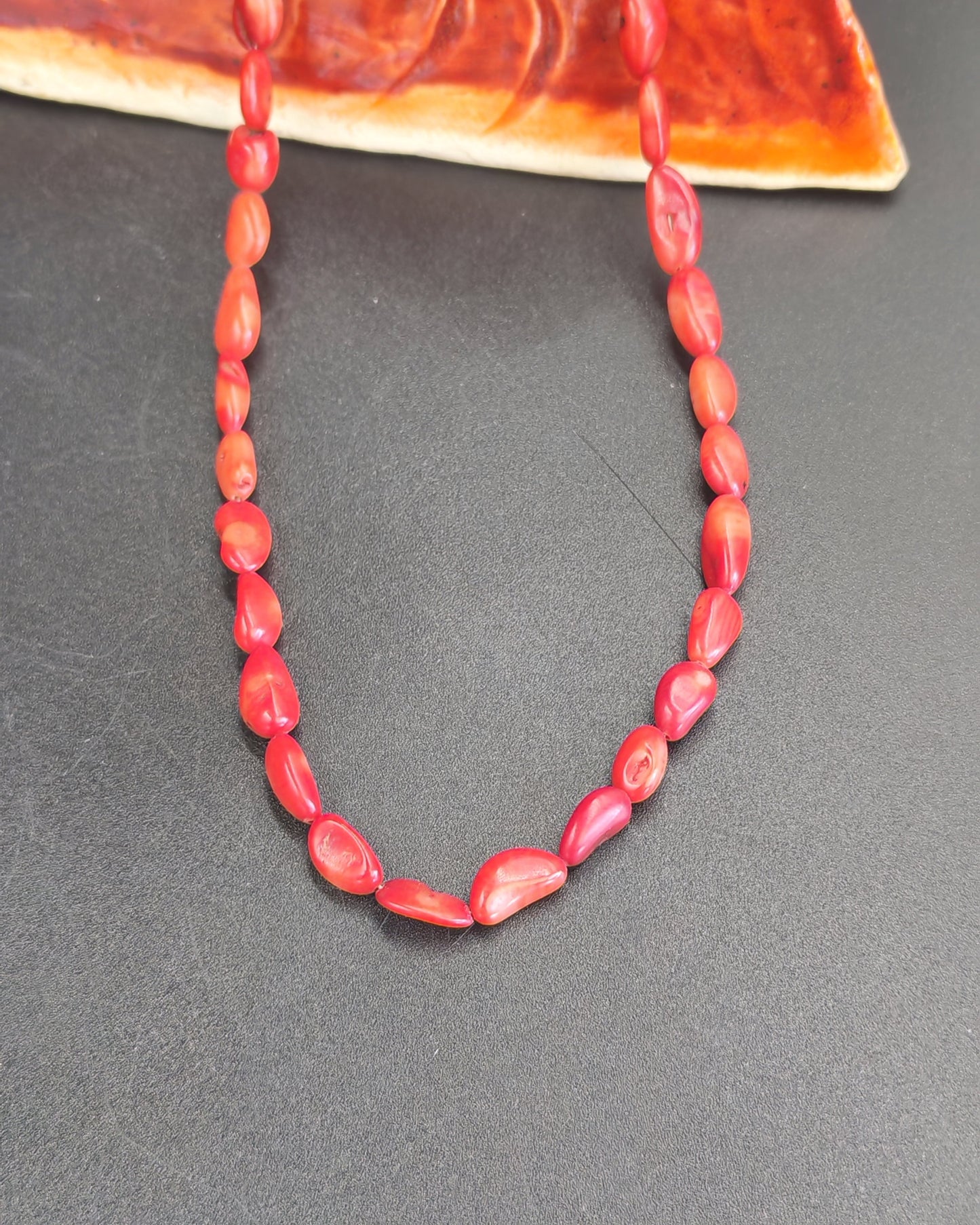 Red Coral Tumble Bead Necklace
