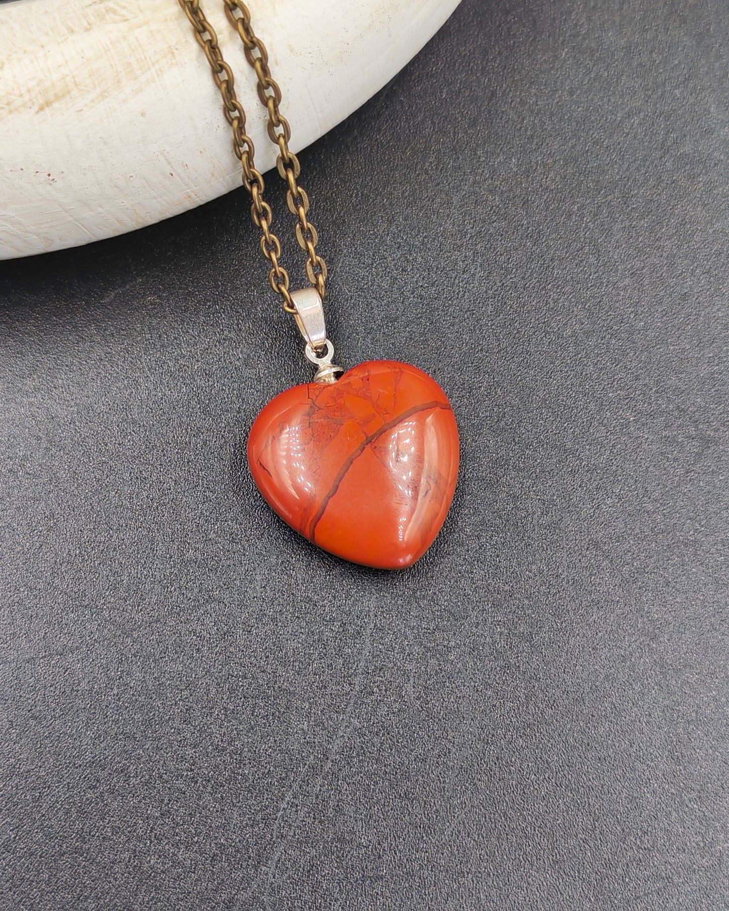 Natural Red Jasper Heart Pendant