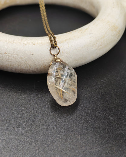Natural Rutilated Quartz Tumbled Pendant
