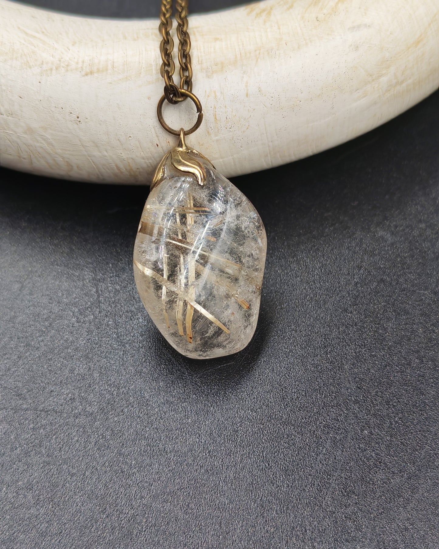 Natural Rutilated Quartz Tumbled Pendant