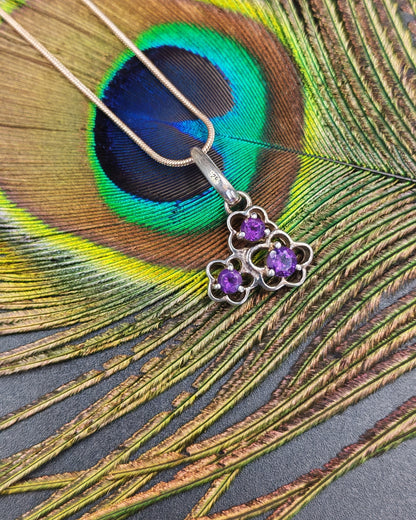 Amethyst Triple Flower Cluster Pendant
