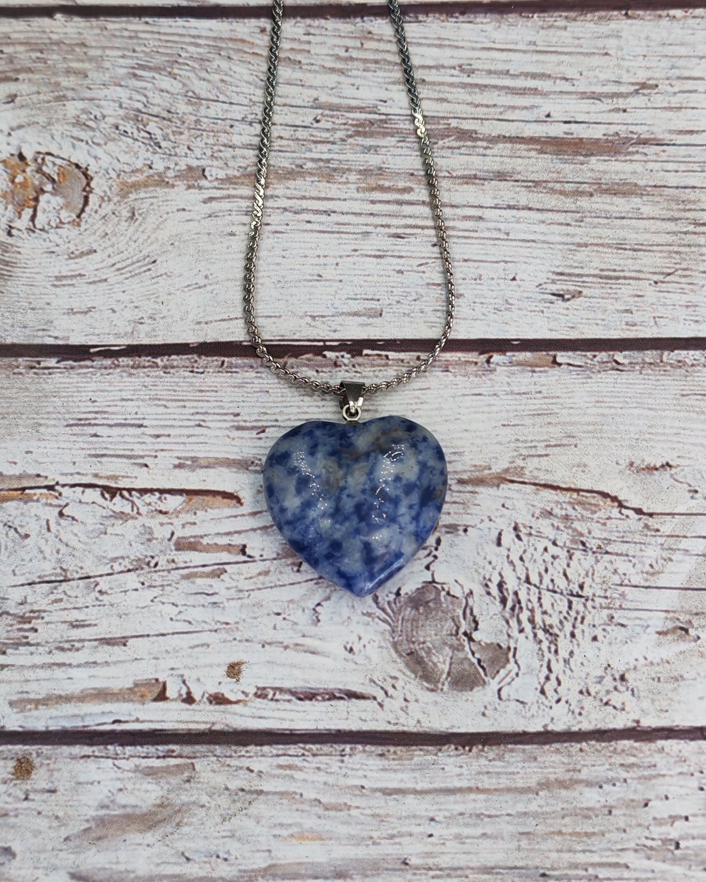 Natural Sodalite Heart Pendant Necklace