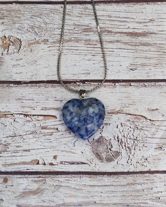 Natural Sodalite Heart Pendant Necklace