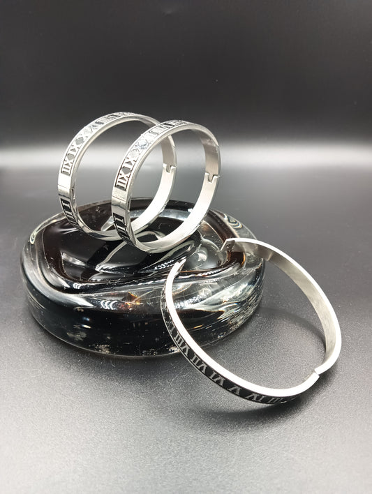 Sleek Roman Numeral Bangle