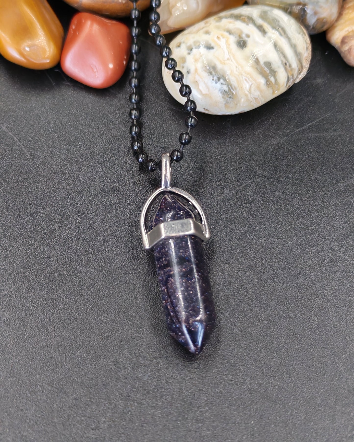 Blue Star Stone Hexagonal Point Pendant Necklace