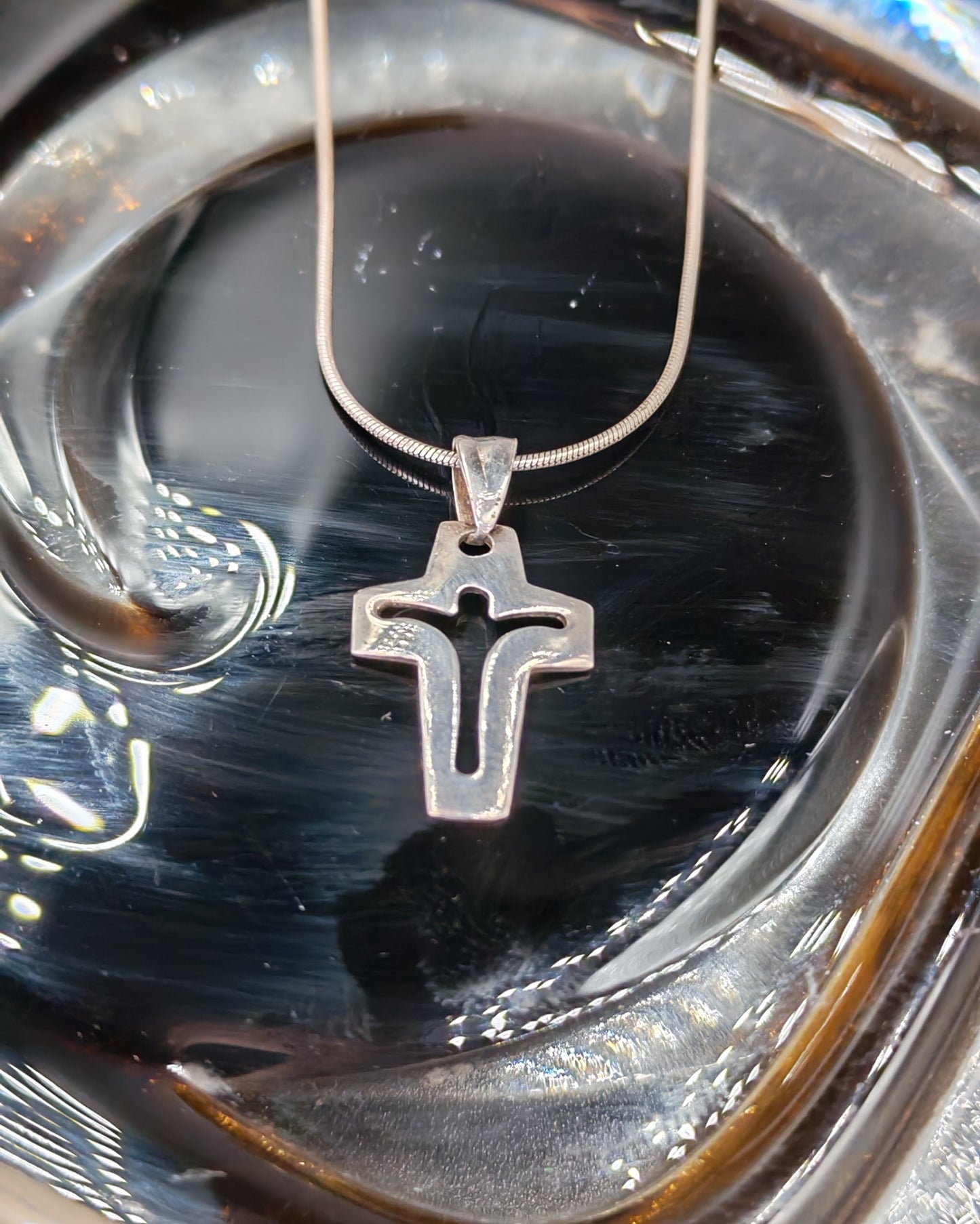 Sterling Silver Risen Christ Cutout Cross Pendant Necklace