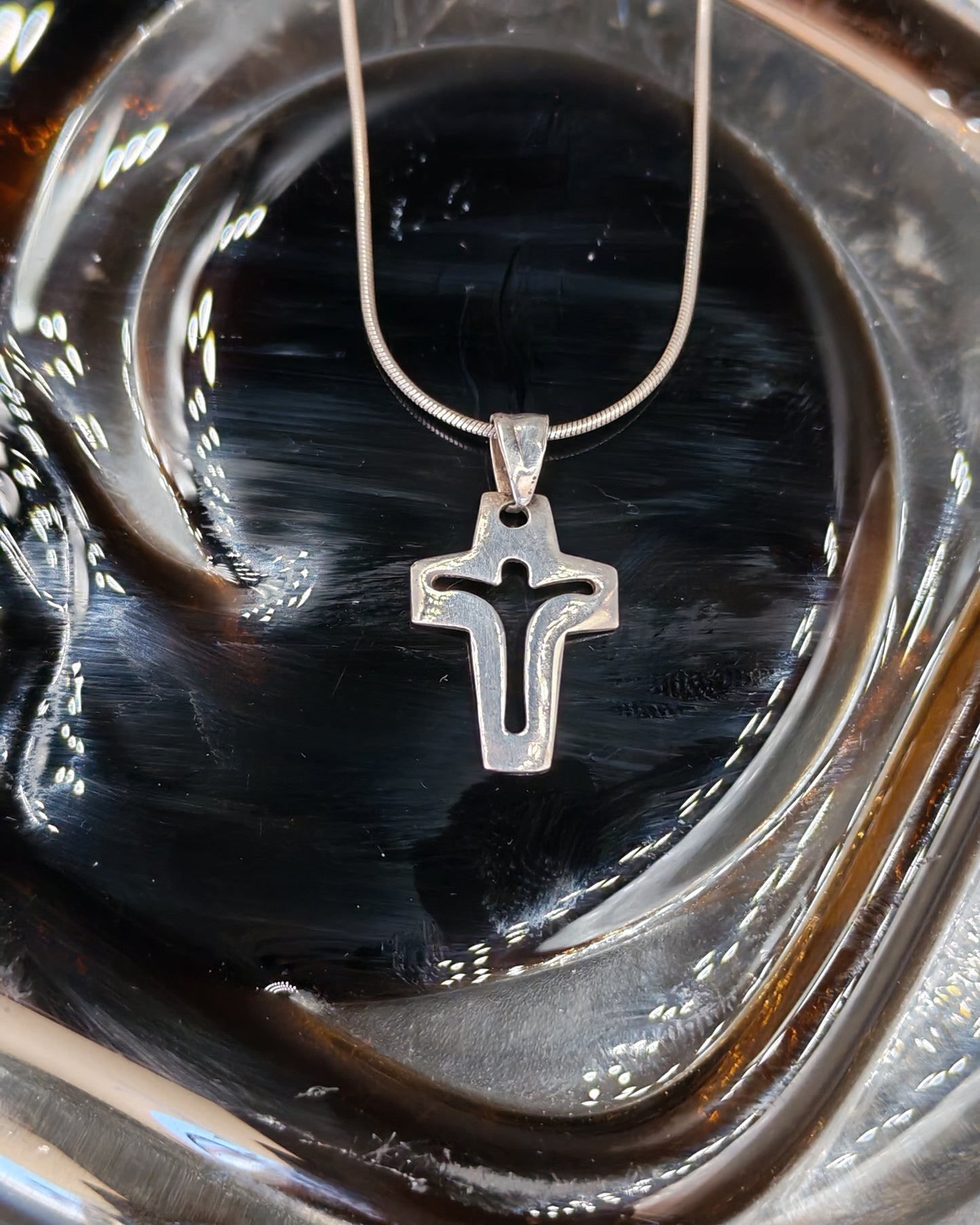 Sterling Silver Risen Christ Cutout Cross Pendant Necklace