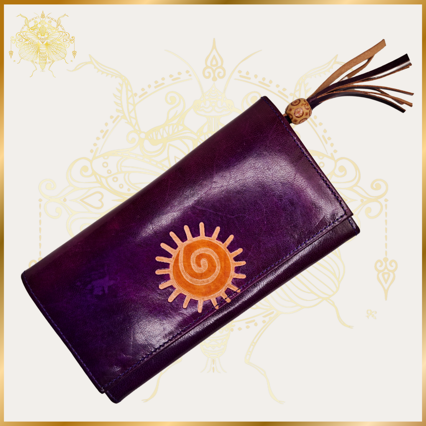 Sun Print Purple Leather Purse Long