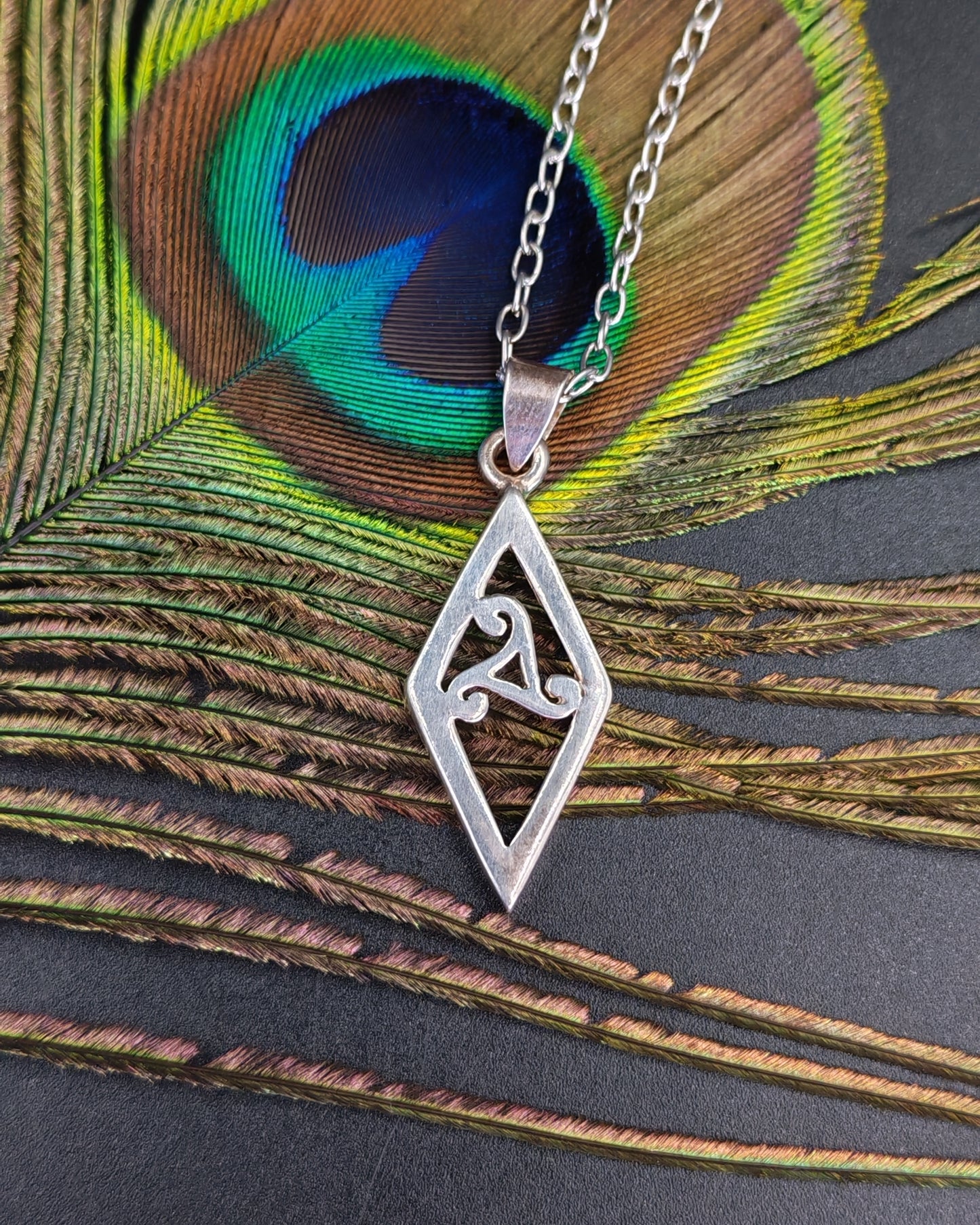 Triskelion Celtic Sterling Silver 925 Pendant Necklace