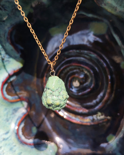 Natural Green Turquoise Raw Tumbled Pendant
