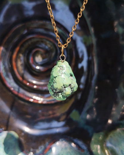 Natural Green Turquoise Raw Tumbled Pendant