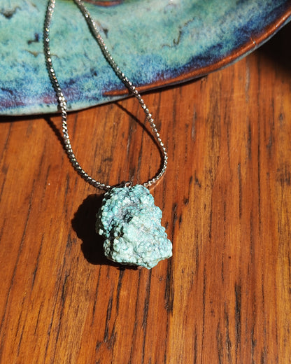 Natural Turquoise Botryoidal Raw Cluster Pendant Necklace