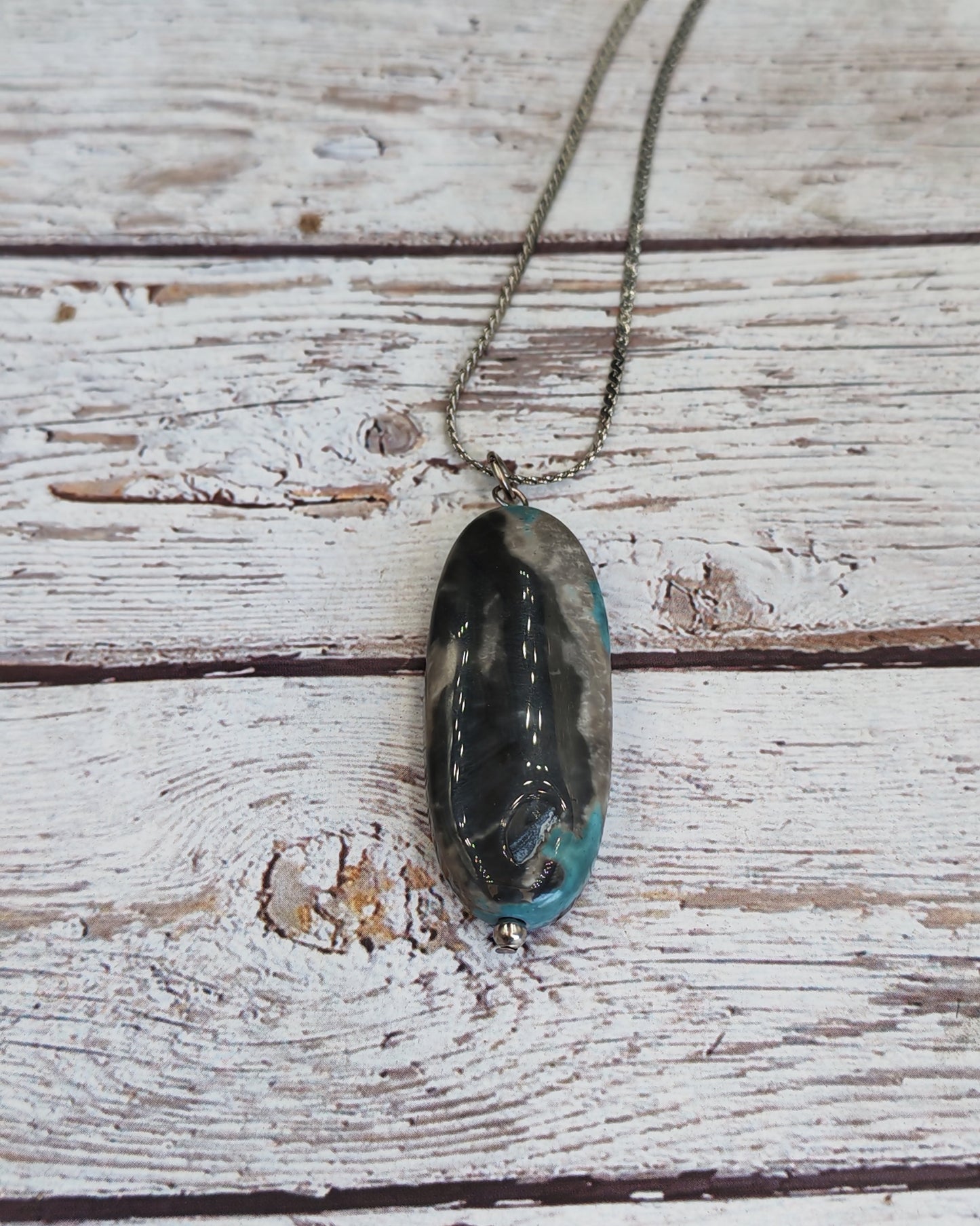 Turquoise Oblong Polished Pendant