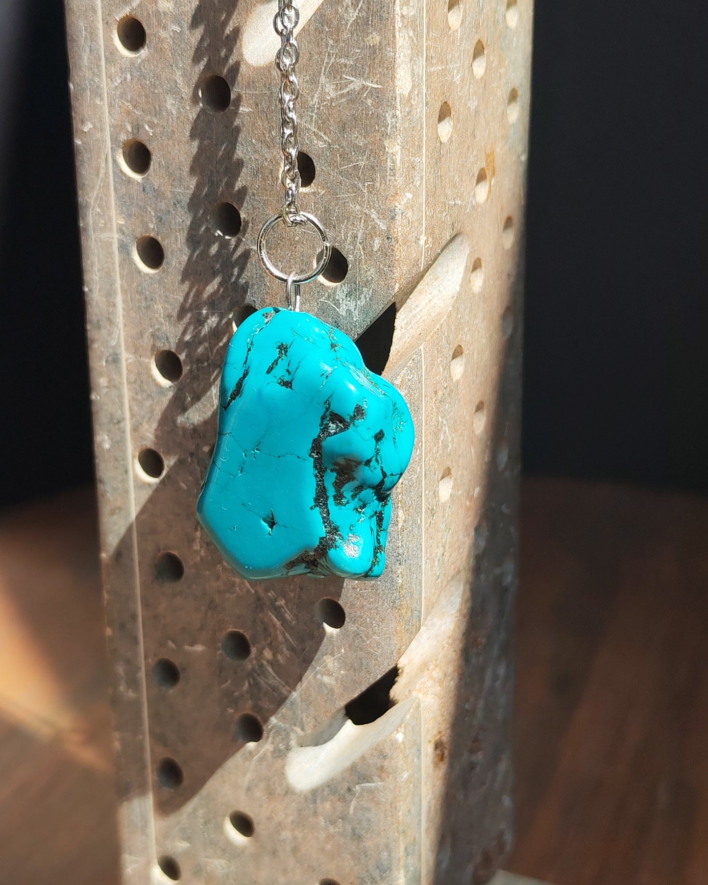 Natural Turquoise Chunky Freeform Pendant Necklace