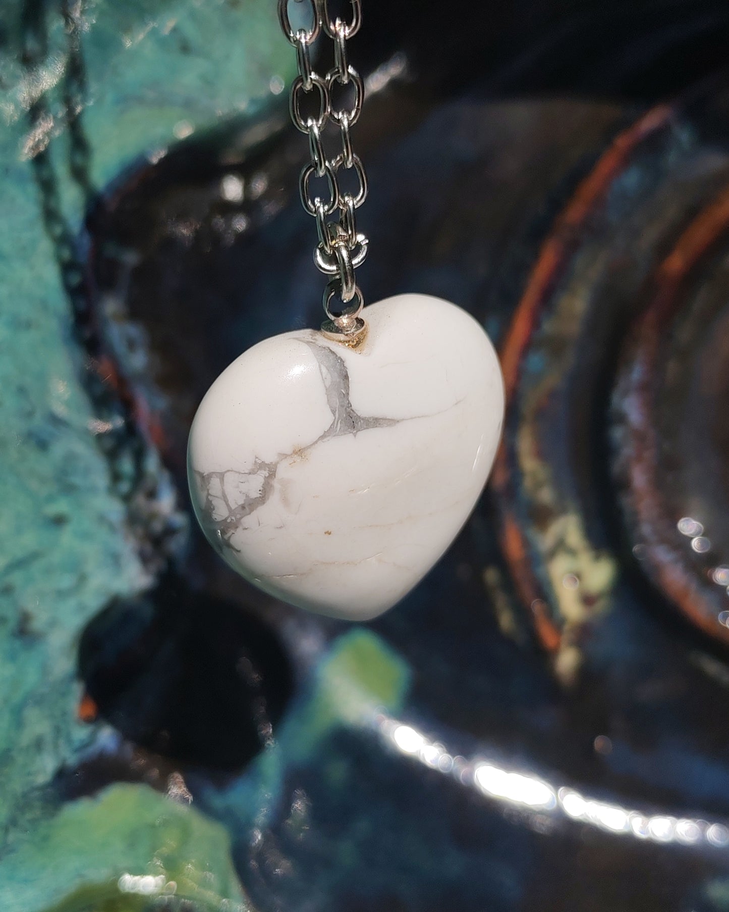 Natural Howlite Heart Pendant (Large)