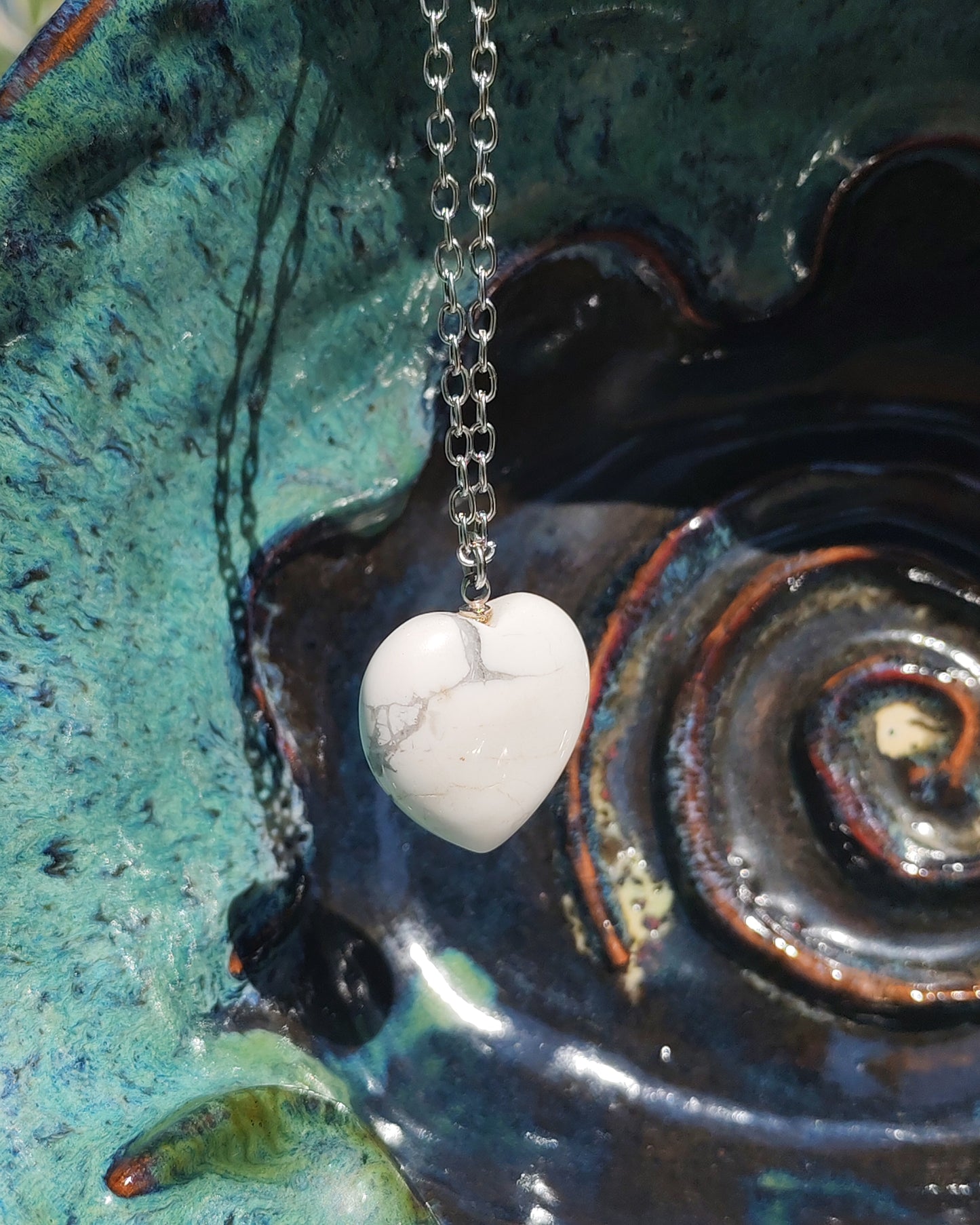 Natural Howlite Heart Pendant (Large)