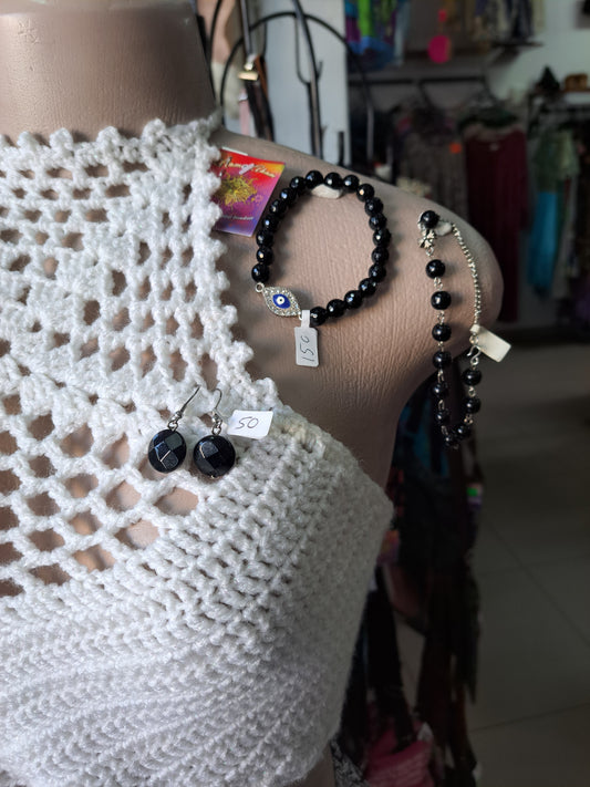 White Diamond Crochet Crop