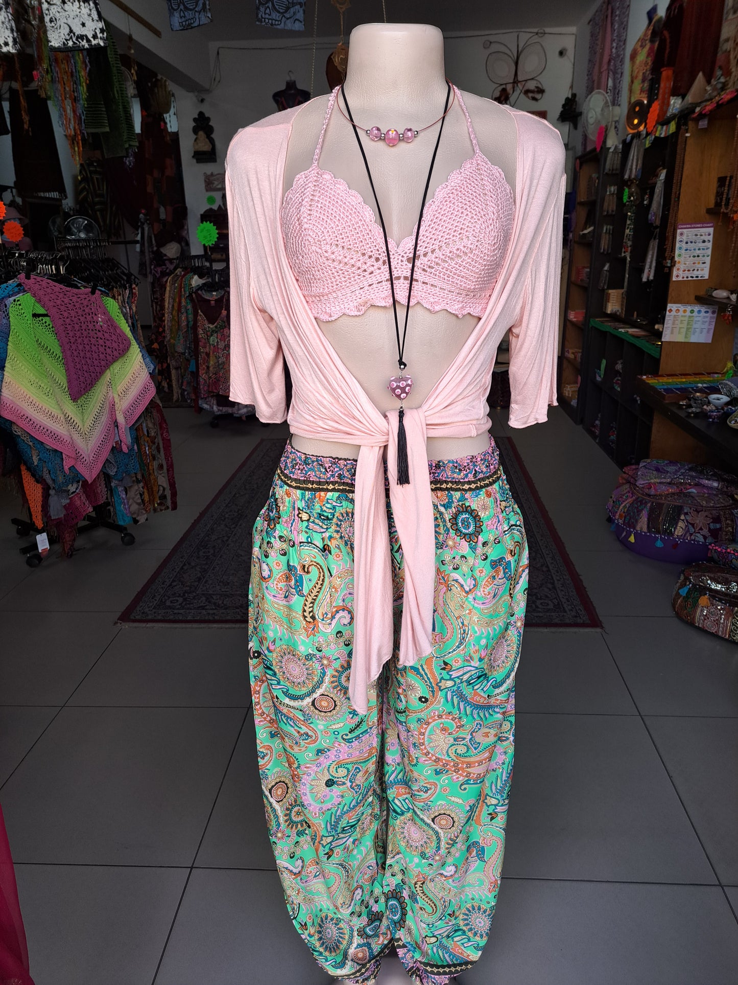 Pink Scalloped Crochet Crop