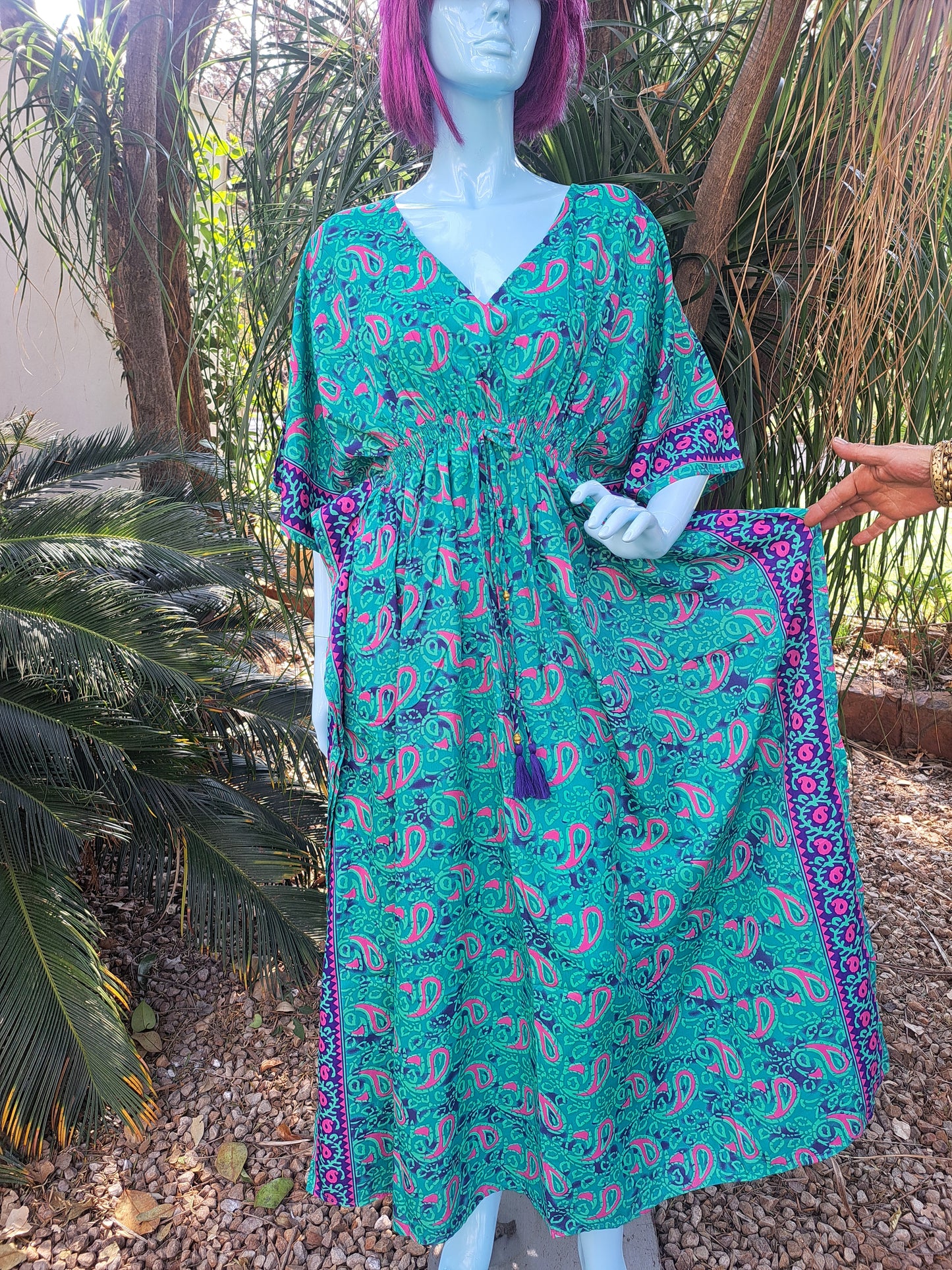 Turquoise Green Rouged Kaftan