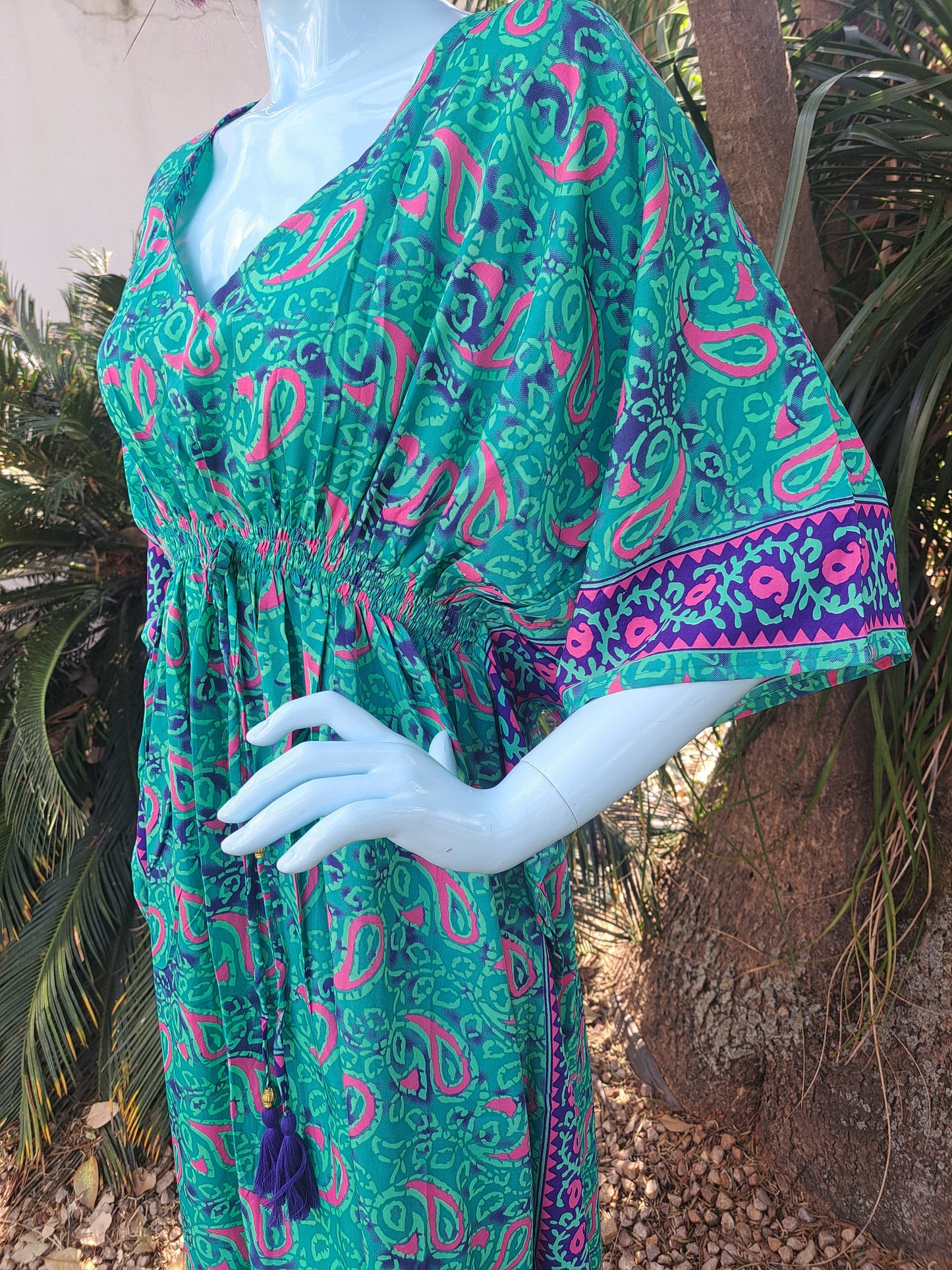 Turquoise Green Rouged Kaftan