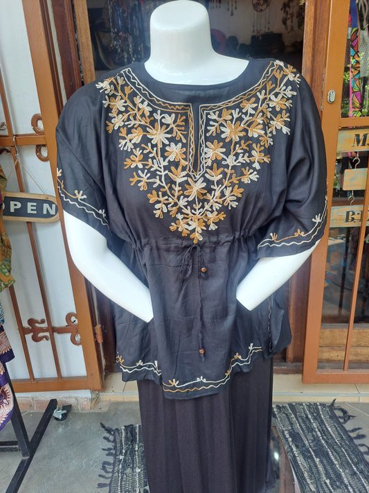 Gold & Midnight Kaftan Blouse