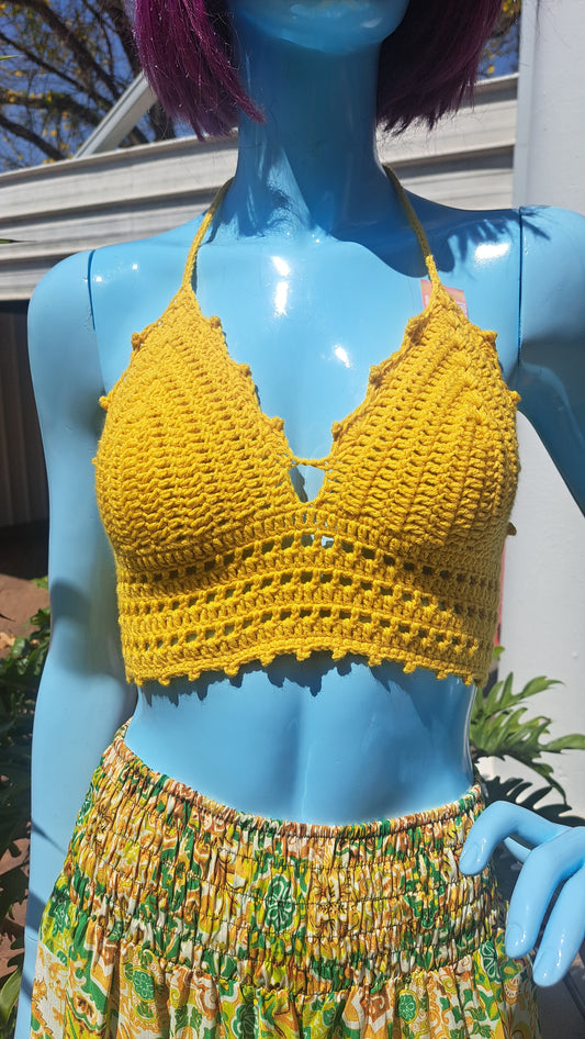 Mustard Moon Crochet Bra