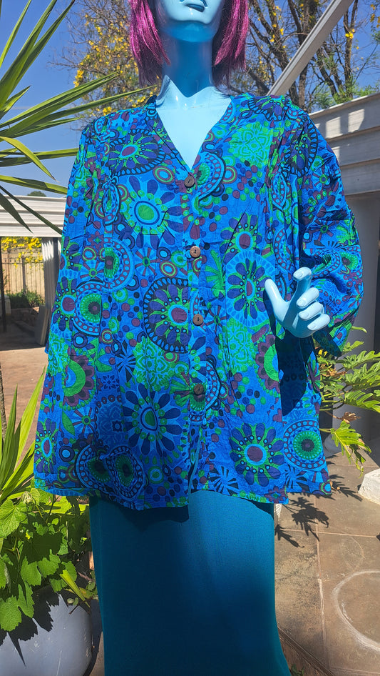 Bright Blue Mandala Blouse