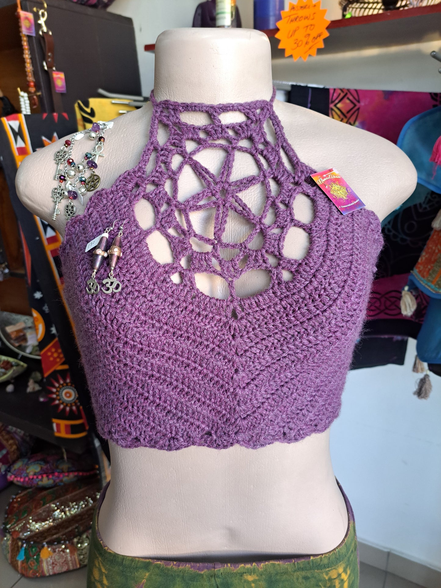 Purple Diamond Crochet Crop