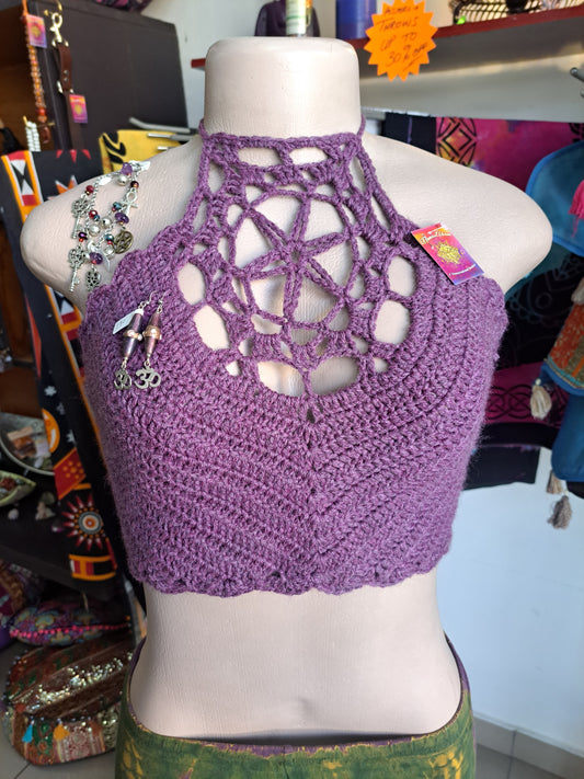 Purple Diamond Crochet Crop
