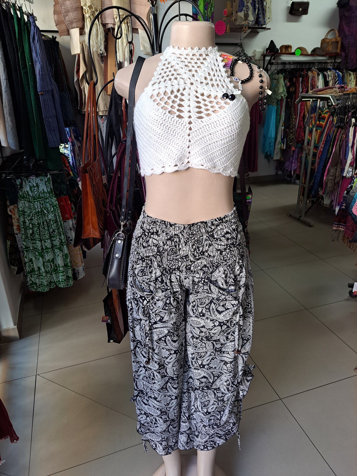 White Diamond Crochet Crop