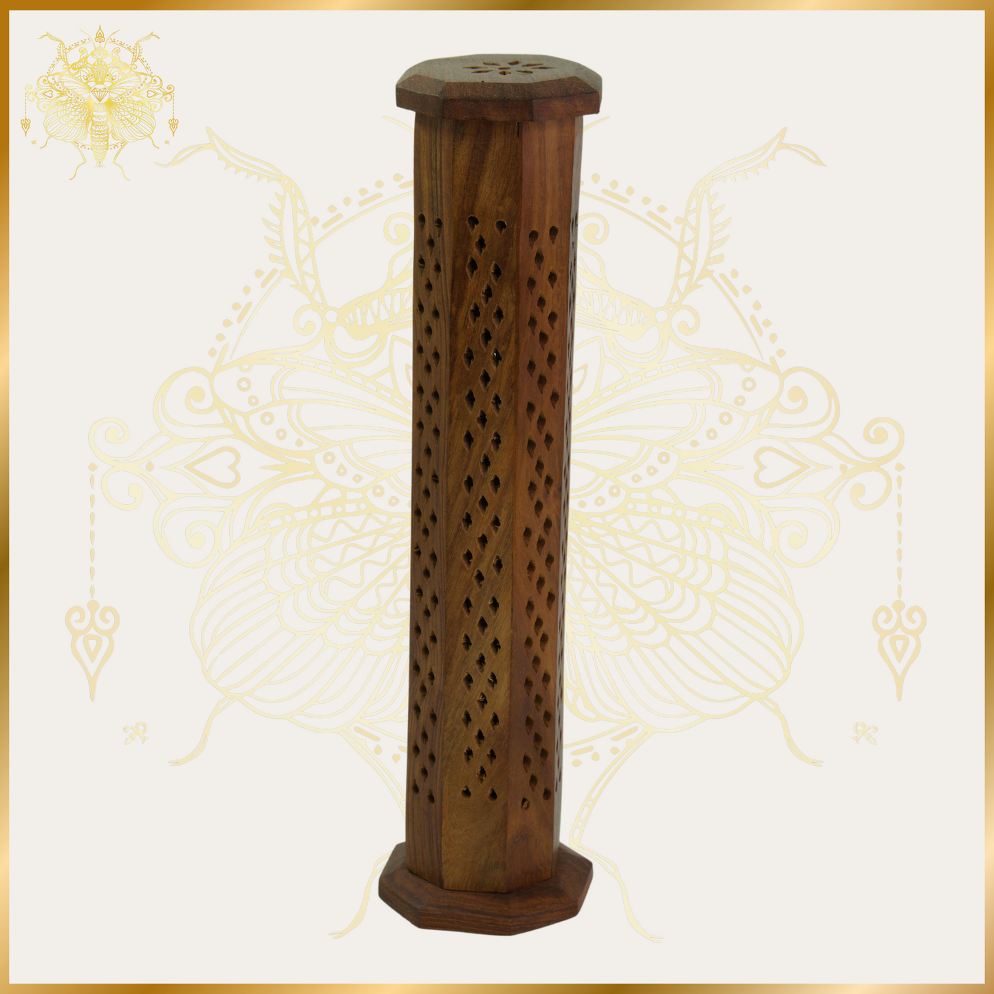 Wooden Tower Hex Incense Burner