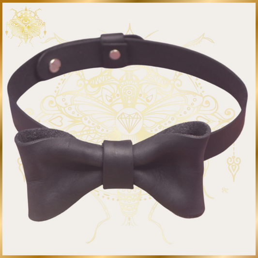 Black Leather Bow Tie