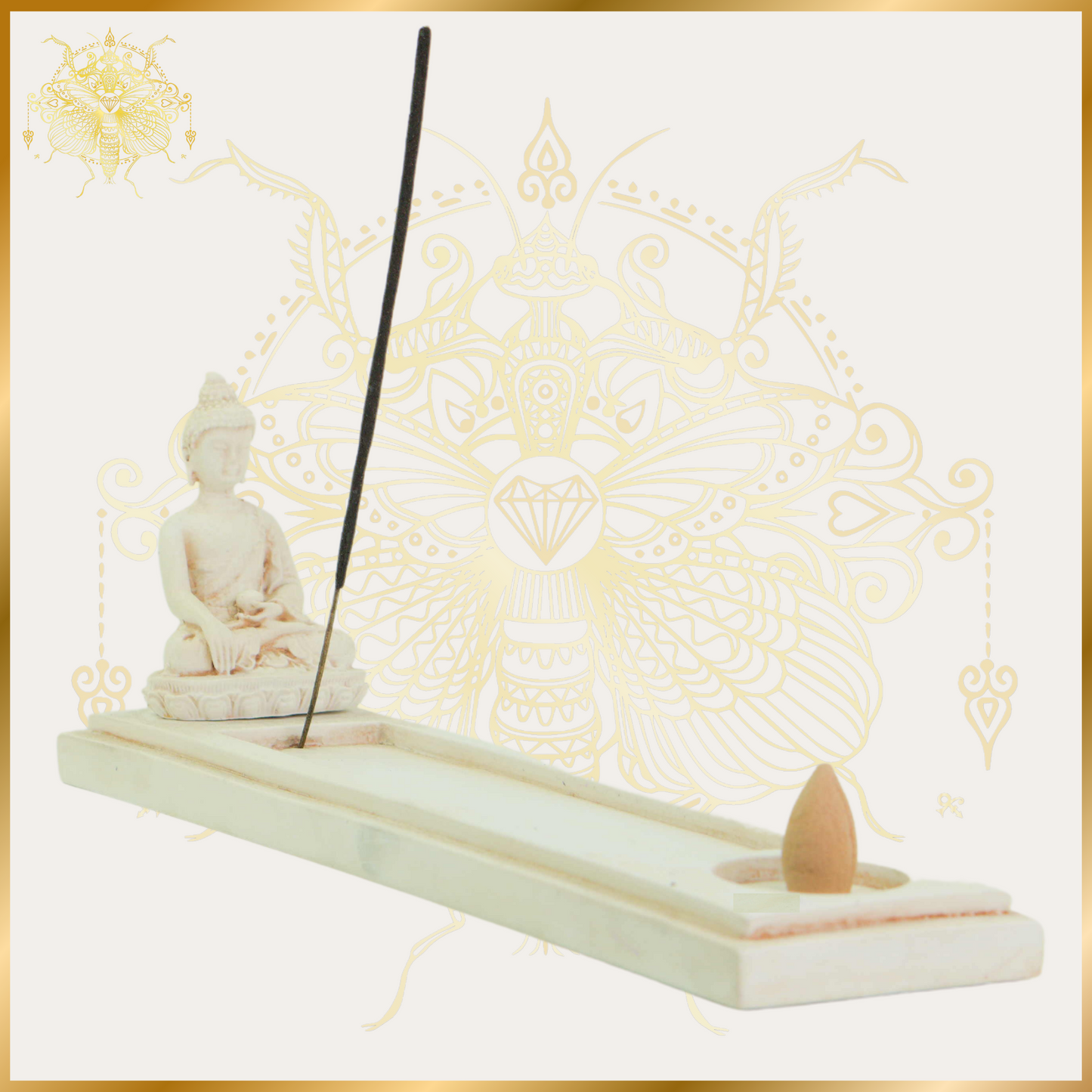 White Resin Buddha Incense Burner